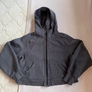 Grey Lululemon Full Zip Scuba Cropped Hoodie